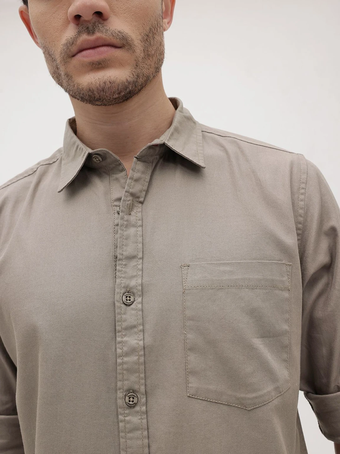 Kalitho Classic Button-Down Shirt – Olive Taupe